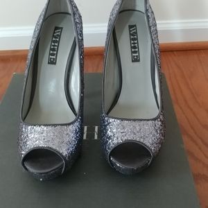 Vera Wang White Peeptoe Pumps